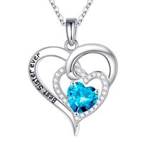 Sterling Silver Elegant Classic Style Heart Shape Solid Color Plating Zircon Pendant Necklace sku image 11