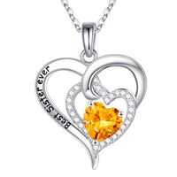Sterling Silver Elegant Classic Style Heart Shape Solid Color Plating Zircon Pendant Necklace sku image 12