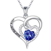 Sterling Silver Elegant Classic Style Heart Shape Solid Color Plating Zircon Pendant Necklace sku image 13
