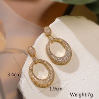 1 Pair Retro Simple Style Commute Solid Color Plating Inlay Copper Zircon 18K Gold Plated Drop Earrings main image 3