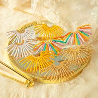 1 Pair Casual Vacation Sector Asymmetrical Plating 304 Stainless Steel Raffia Gold Plated Ear Studs main image 1