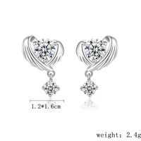 1 Pair Simple Style Classic Style Heart Shape Inlay Sterling Silver Zircon Ear Studs sku image 3