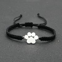 Simple Style Cross Paw Print 304 Stainless Steel Polyester Men's Wristband sku image 3