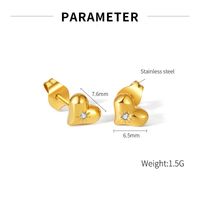 1 Pair Casual Simple Style Heart Shape Stainless Steel Zircon Ear Studs main image 2