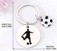 Simple Style Human Round Football Stainless Steel Bag Pendant Keychain main image 2