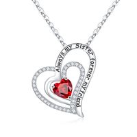 Sterling Silver Elegant Classic Style Heart Shape Solid Color Inlay Zircon Pendant Necklace main image 1