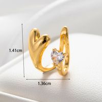 1 Piece French Style Round Heart Shape Bee Inlay Copper Zircon Hoop Earrings sku image 2