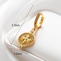 1 Piece French Style Round Heart Shape Bee Inlay Copper Zircon Hoop Earrings main image 4