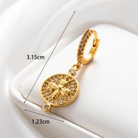 1 Piece French Style Round Heart Shape Bee Inlay Copper Zircon Hoop Earrings sku image 3