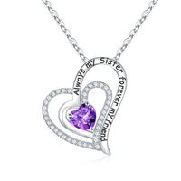 Sterling Silver Elegant Classic Style Heart Shape Solid Color Inlay Zircon Pendant Necklace sku image 2