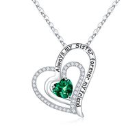 Sterling Silver Elegant Classic Style Heart Shape Solid Color Inlay Zircon Pendant Necklace sku image 5
