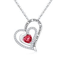 Sterling Silver Elegant Classic Style Heart Shape Solid Color Inlay Zircon Pendant Necklace sku image 7