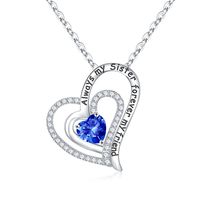 Sterling Silver Elegant Classic Style Heart Shape Solid Color Inlay Zircon Pendant Necklace sku image 9