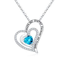 Sterling Silver Elegant Classic Style Heart Shape Solid Color Inlay Zircon Pendant Necklace sku image 11