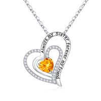 Sterling Silver Elegant Classic Style Heart Shape Solid Color Inlay Zircon Pendant Necklace sku image 12