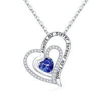 Sterling Silver Elegant Classic Style Heart Shape Solid Color Inlay Zircon Pendant Necklace sku image 13