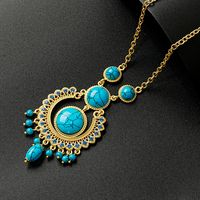 Classical Retro Queen Geometric Alloy Inlay Turquoise Gold Plated Women's Pendant Necklace main image 6