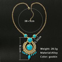 Classical Retro Queen Geometric Alloy Inlay Turquoise Gold Plated Women's Pendant Necklace main image 2