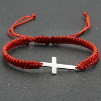 Estilo Simple Cruzar Huella Acero Inoxidable 304 Poliéster Hombres Pulsera main image 6