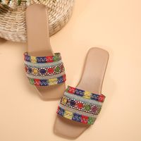 Women's Vacation Color Block Open Toe Slides Slippers sku image 6