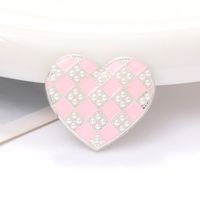 1 Piece 34 * 30mm Zinc Alloy Pearl Heart Shape Polished Sticking Diamond Material sku image 3