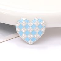1 Piece 34 * 30mm Zinc Alloy Pearl Heart Shape Polished Sticking Diamond Material sku image 5