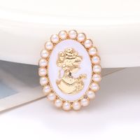 1 Piece 24 * 30mm Zinc Alloy Pearl Human Oval Polished Patch Material sku image 2