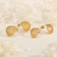 1 Pair Vintage Style Commute Round Plating Mesh Copper 18K Gold Plated Ear Studs main image 1