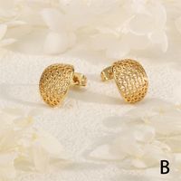1 Pair Vintage Style Commute Round Plating Mesh Copper 18K Gold Plated Ear Studs main image 7