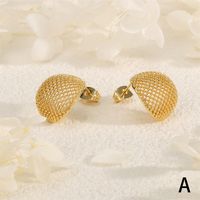 1 Pair Vintage Style Commute Round Plating Mesh Copper 18K Gold Plated Ear Studs main image 6