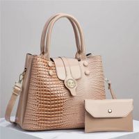 Women's Large Pu Leather Geometric Solid Color Elegant Flip Cover Bag Sets sku image 4