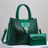 Women's Large Pu Leather Geometric Solid Color Elegant Flip Cover Bag Sets sku image 5