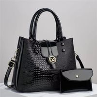 Women's Large Pu Leather Geometric Solid Color Elegant Flip Cover Bag Sets sku image 3