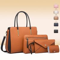 Women's Large Pu Leather Solid Color Vintage Style Zipper Bag Sets main image 1