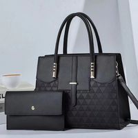 Women's Medium Pu Leather Triangle Geometric Classic Style Zipper Buckle Bag Sets sku image 2