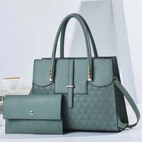 Women's Medium Pu Leather Triangle Geometric Classic Style Zipper Buckle Bag Sets sku image 4