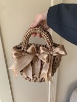 Women's Medium Velvet Bow Knot Elegant Open Handbag sku image 11