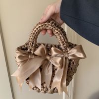Women's Medium Velvet Bow Knot Elegant Open Handbag main image 3