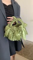 Women's Medium Velvet Bow Knot Elegant Open Handbag sku image 6
