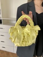 Women's Medium Velvet Bow Knot Elegant Open Handbag sku image 12