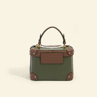 Women's Medium Pu Leather Flower Vintage Style Square Lock Clasp Box Bag Handbags main image 5