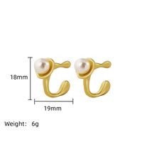1 Pair Elegant Classical Simple Style Pearl Plating Inlay 304 Stainless Steel Artificial Pearls 18K Gold Plated Ear Studs main image 3