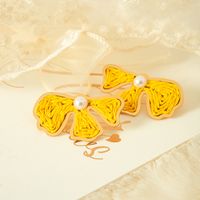1 Pair Vacation Beach Flower Plating Inlay 304 Stainless Steel Raffia Pearl 14K Gold Plated Ear Studs main image 3