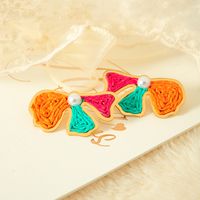 1 Pair Vacation Beach Flower Plating Inlay 304 Stainless Steel Raffia Pearl 14K Gold Plated Ear Studs main image 5