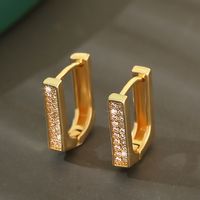 Lady U Shape Copper Plating Inlay Zircon Earrings 1 Pair sku image 1