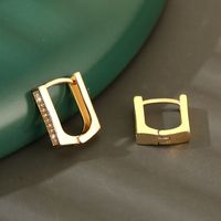 Lady U Shape Copper Plating Inlay Zircon Earrings 1 Pair main image 3