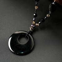 Classical Retro Geometric Copper Beaded Inlay Resin Glass Bead Women's Pendant Necklace main image 1