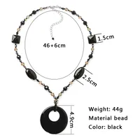 Classical Retro Geometric Copper Beaded Inlay Resin Glass Bead Women's Pendant Necklace sku image 1