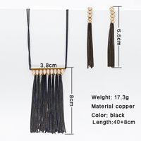 Copper Black Nickel Plating Elegant Glam Tassel Inlay Glass Stone Earrings Necklace main image 2