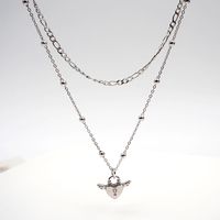 Titanium Steel Casual Modern Style Simple Style Handmade Angel Wings Layered Necklaces main image 3